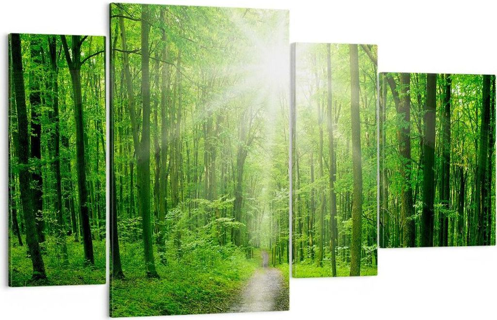 Bild auf Leinwand - Leinwandbild - Sonnenstrahlen Wald Sommer - 120x70cm - Wand Bild - Wanddeko - Leinwanddruck - Bilder - Kunstdruck - Wanddekorat...