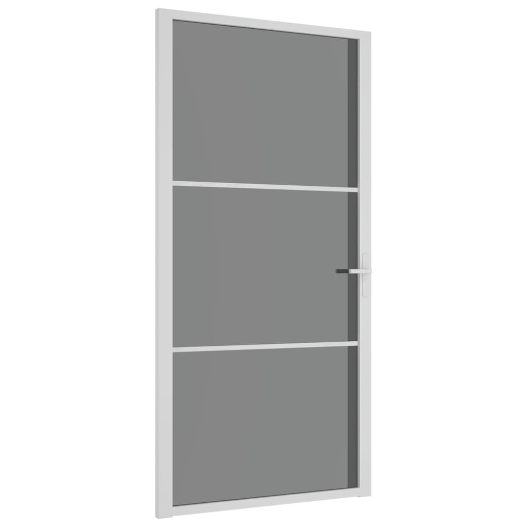 Innentür 102,5x201,5 cm Weiß ESG-Glas und Aluminium