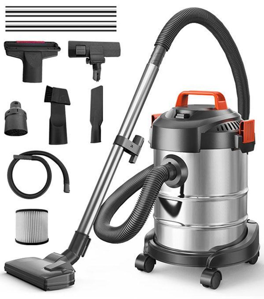 Industriestaubsauger, 2000 W Nass Trocken Sauger Aschesauger, Edelstahlbehälter 20L, Blasfunktion, für kalte und heiße Asche, Kaminöfen, Kamins...