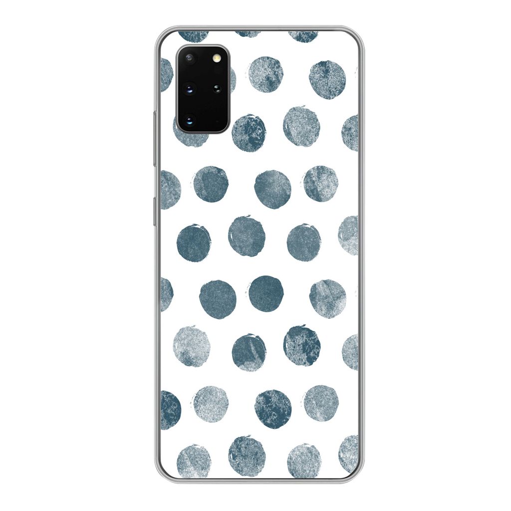 MuchoWow Handyhülle Schutzhülle Hülle für Samsung Galaxy S20 Plus Polka dots - Grau - Weiß Silikon Softcase Handy Hülle - Hartschale