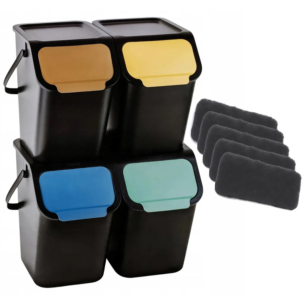 Poubelle de tri anti-odeur 4x25L BINI avec filtres charbon actif inclus