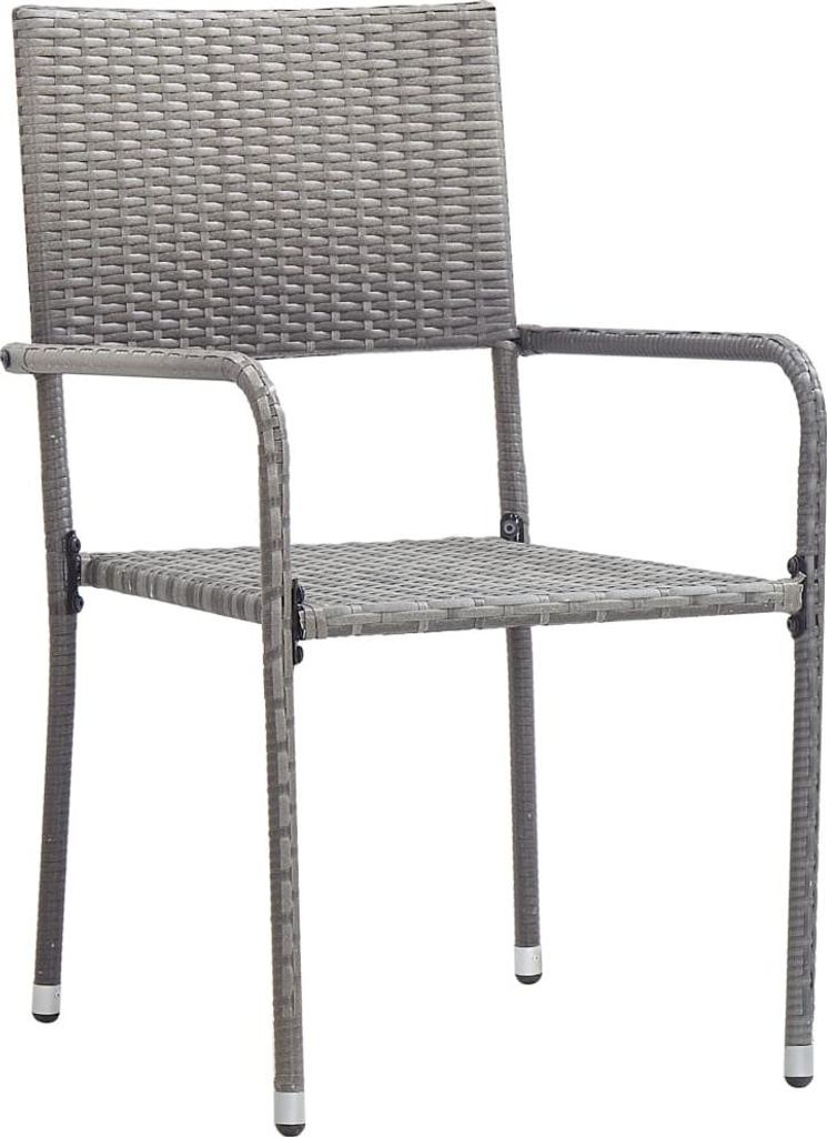 vidaXL Garten-Essstühle 2 Stk. Stapelbar Grau Polyrattan