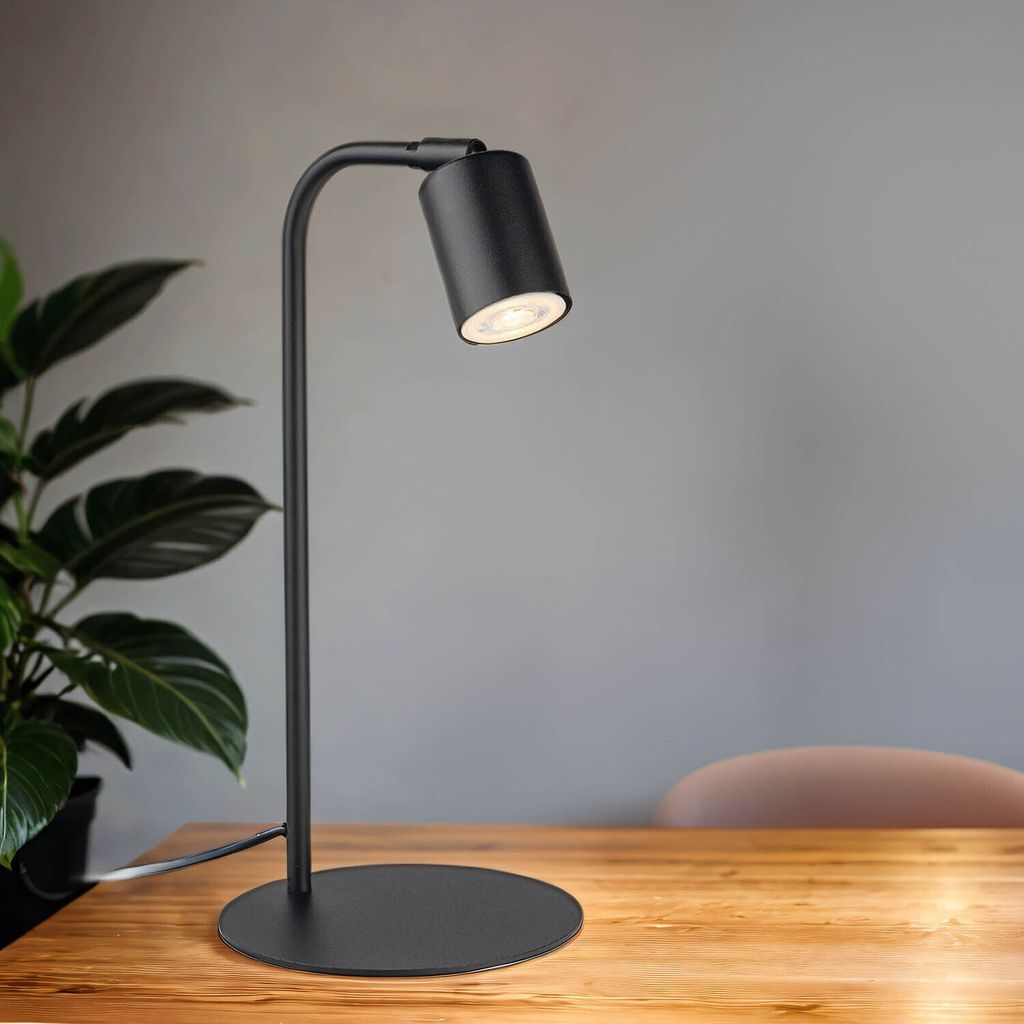Schreibtischlampe Schwarz 40 cm verstellbarer Schirm GU10 Metall Tischleuchte