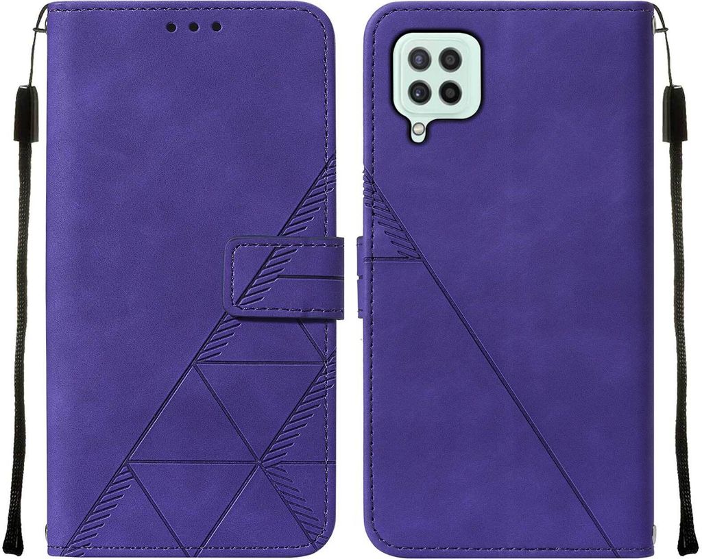 Galaxy A22 4G Hülle, Schlank Prägung Flip Leder Kartenfächer Schutzhülle mit Ständer für Samsung Galaxy A22 4G Lila
