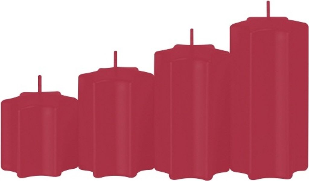 4er Set Sternkerzen abgestuft Rotbraun Burgund Ø 6 cm