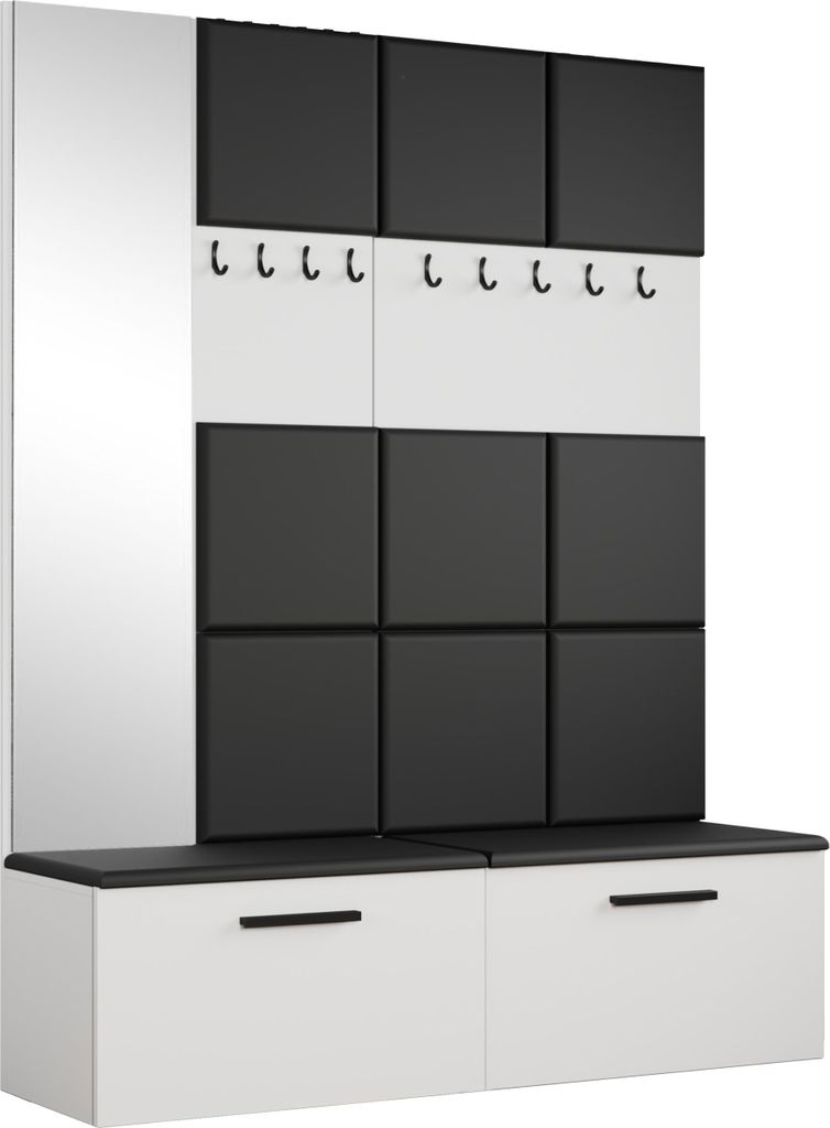 Masseno Garderobe-Set MODULO 161,2/204/40 cm Modern Garderobenschrank Weiß