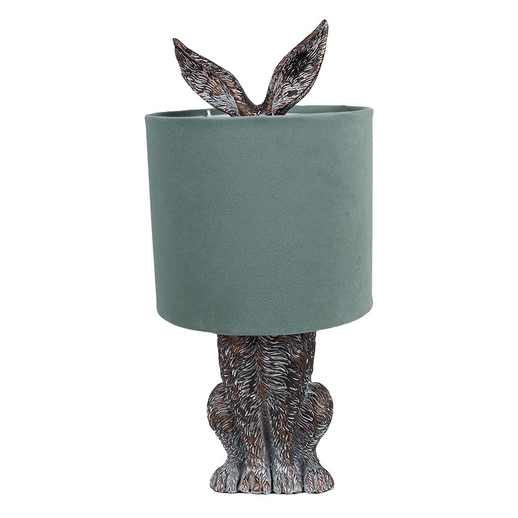 Clayre & Eef Tischlampe Kaninchen Ø 20x43 cm Braun Grün Polyresin