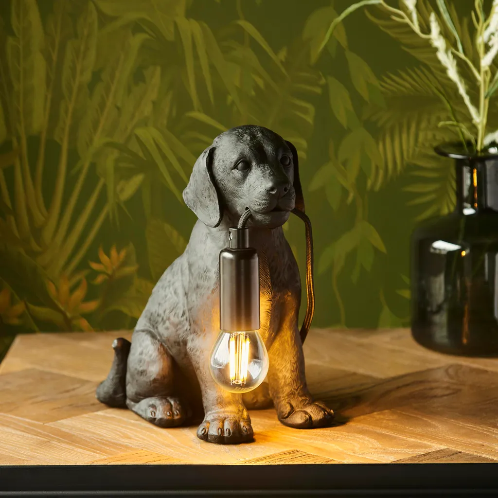 Lampe de chevet enfant ou salon Labrador noir mat décoration Endon