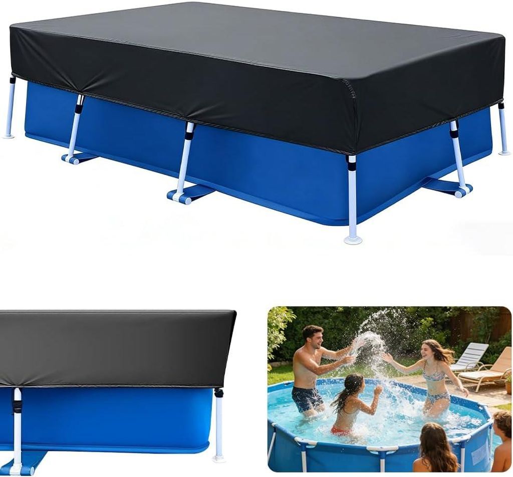Langlebige Rechteck Poolabdeckung 220x150 cm, 210D Oxford Produktbild 