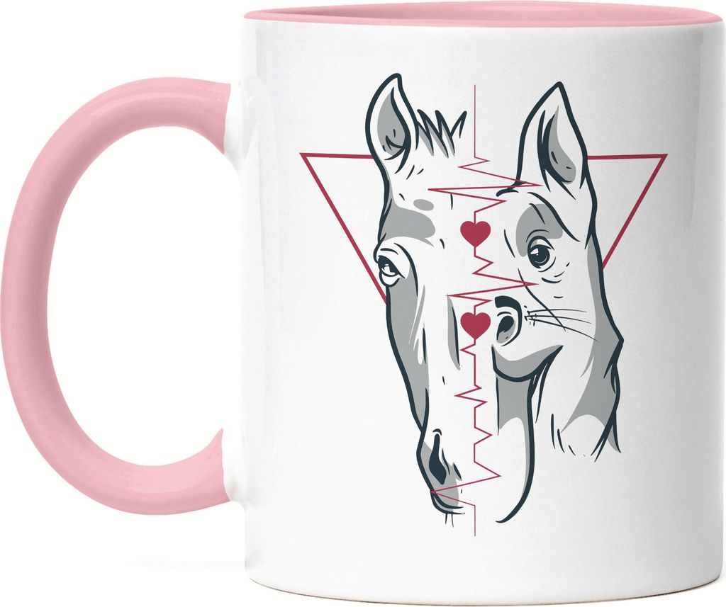 Hund Pferd Tasse Rosa Tierliebhaber Pferdeliebhaber Produktbild 