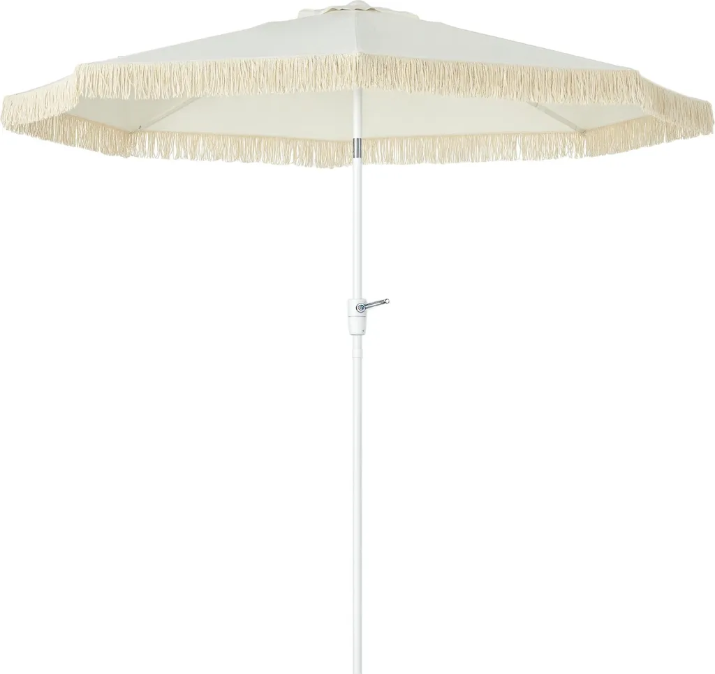 Parasol de Jardin avec Inclinaison Anti-Éblouissement Blanc à Franges Outsunny