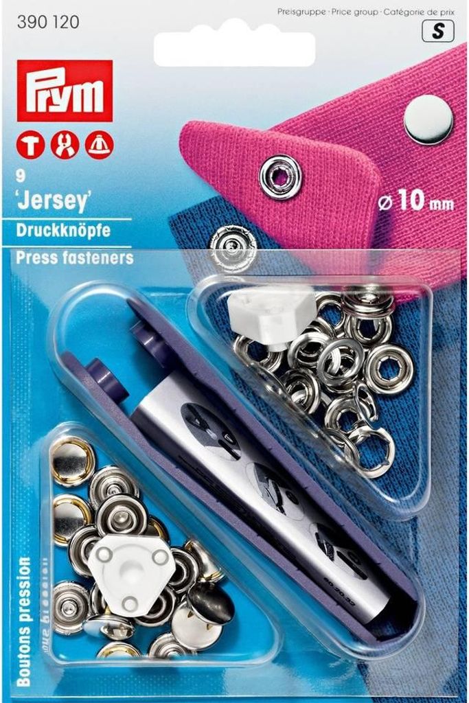 Stiskací knoflíky + narážeč Jersey, 10 mm, 9 ks, hladká Obrázek produktu 