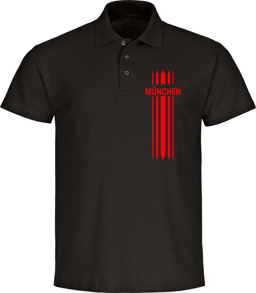 multifanshop Poloshirt - München rot - Streifen, schwarz, Größe S
