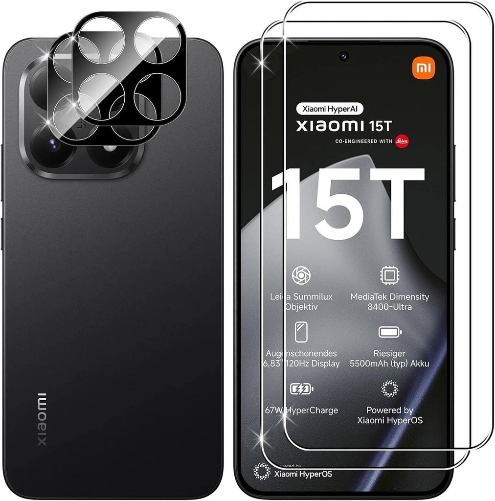 2X Schutzglas ( Display + Kamera ) für Xiaomi 15T / 15T Pro Produktbild 