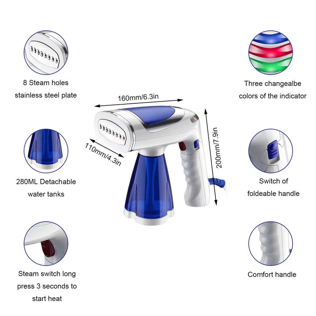 Fer à repasser vapeur pliable 250ml avec débit de vapeur haute pression