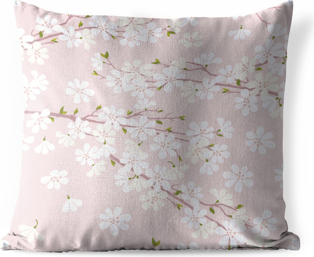 MuchoWow Outdoor Kissen - Eine Illustration des Kirschblütenmusters - 45x45 cm - Wetterfest - Lounge Kissen - Fotokissen - Dekoratives Kissen