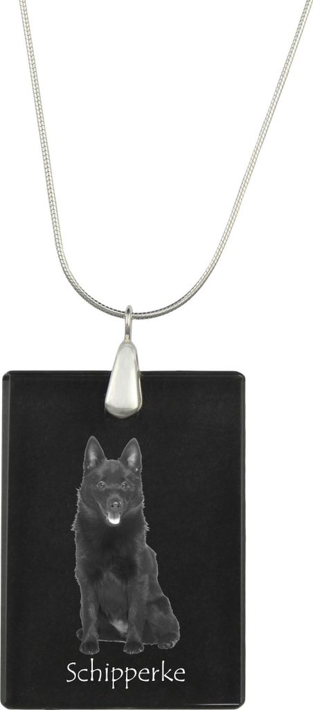 Schipperke - Kristallanhänger mit Hund, Silberhalskette mit Foto, personalisierter Anhänger der Marke Art-Dog