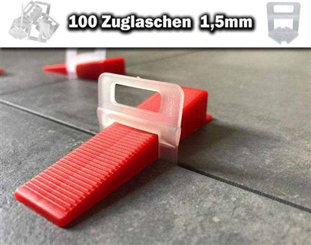 100 Zuglaschen 1,5mm - KACHEL GOTT Fliesen Nivelliersystem