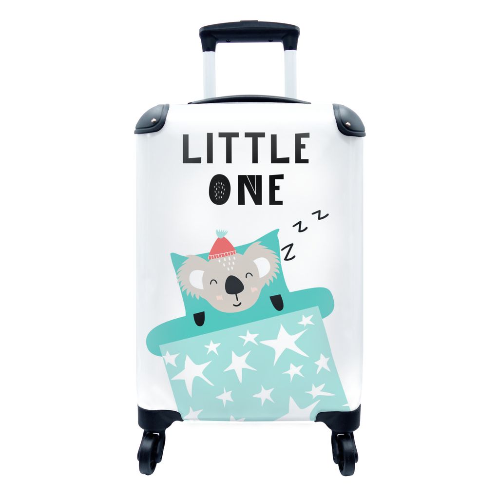 MuchoWow Koffer Handgepäck Trolley Rollkoffer Kleine Reisekoffer mit 4 Rollen - Kinderillustration mit dem Zitat 'Little one' und einem Koala - ...