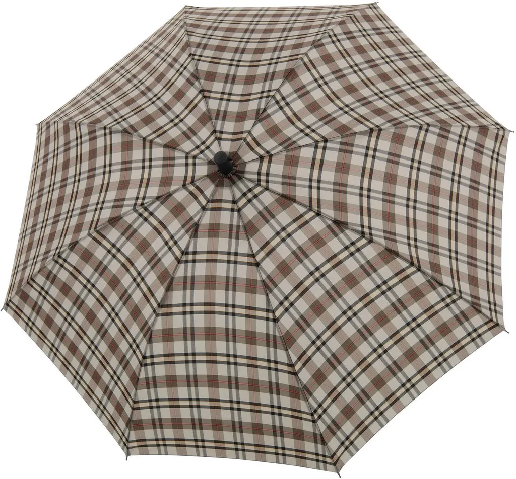 Doppler Steel Burgund Automatic Karo Taupe Olive Parapluie Canne Long