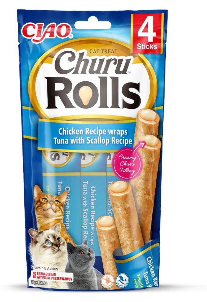 Rotoli INABA Churu, ricetta al pollo, ricetta al tonno con Immagine del prodotto 