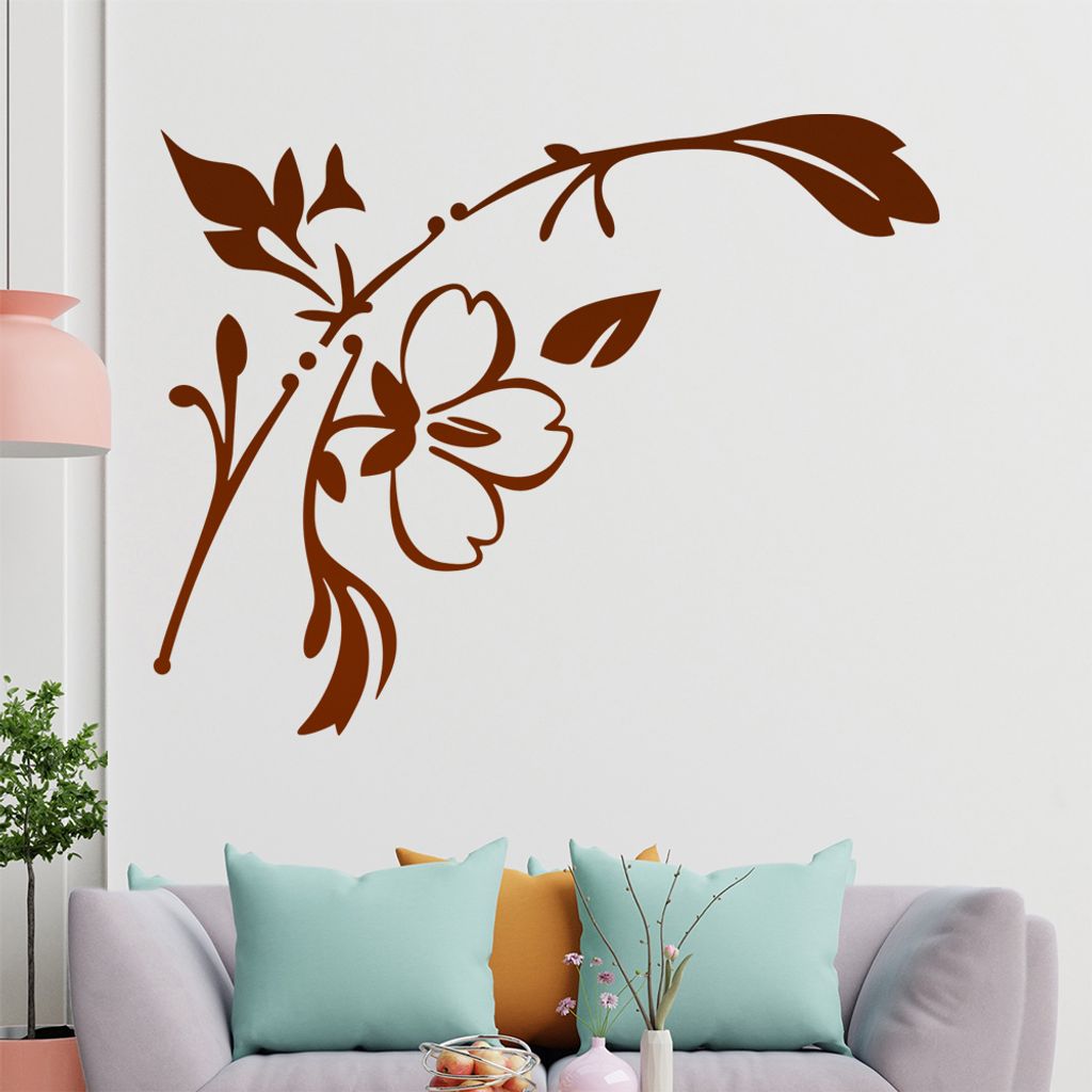 Blume - Ranken Wandtattoo in 6 Größen - Wandaufkleber Wall Sticker - Dekoration, Küche, Wohnzimmer, Schlafzimmer, Badezimmer