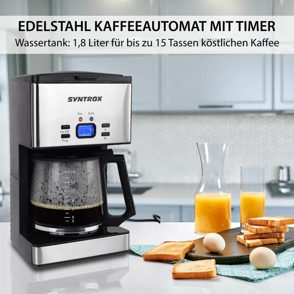Machine à café Syntrox programmable en inox brossé et écran digital - 10