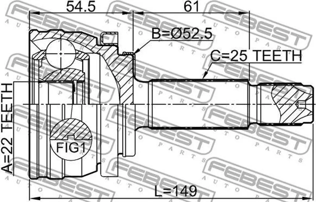 Kit de joints FEBEST 1210-H517 pour arbre de transmission OE 49500H5000