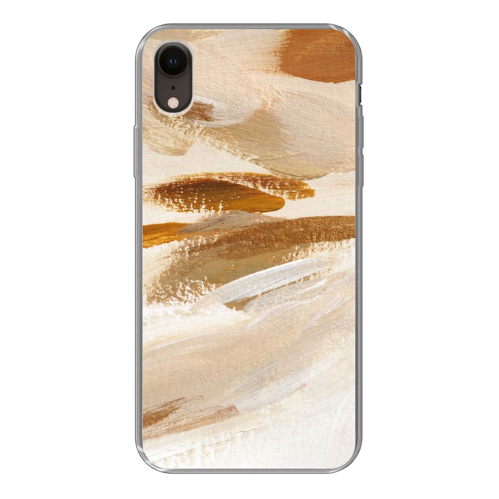 MuchoWow Handyhülle Schutzhülle Hülle für iPhone XR Farbe - Beige - Weiß Silikon Softcase Handy Hülle - Schutzdeckel