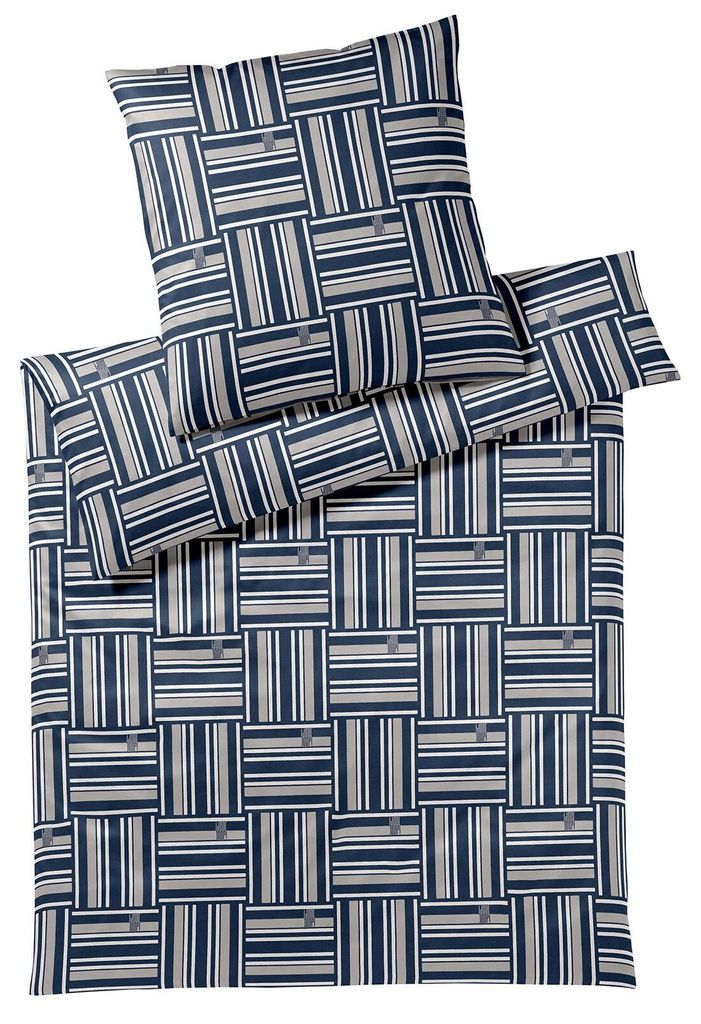 JOOP! Mako-Satin-Bettwäsche-Garnitur Weave Farbe Navy Größe 135x200+80x80