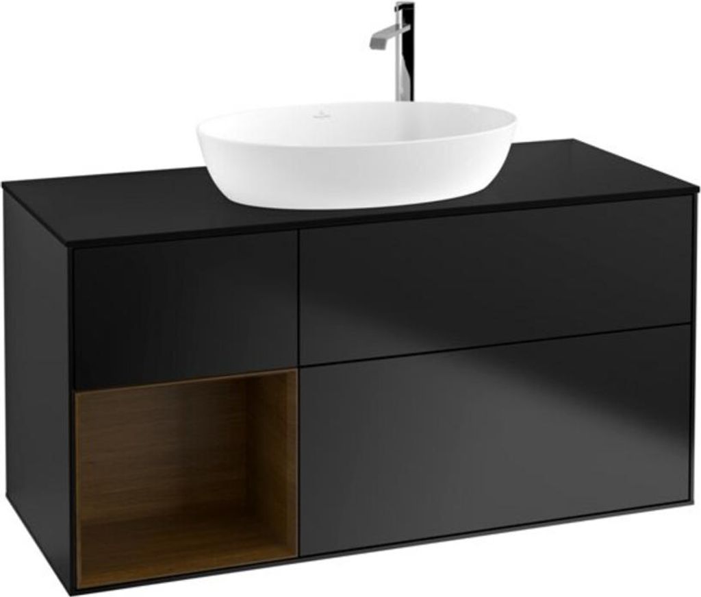 V&B Waschtischunterschrank Finion 120cm, Pl bla m, Reg wal ven, bla m Lac