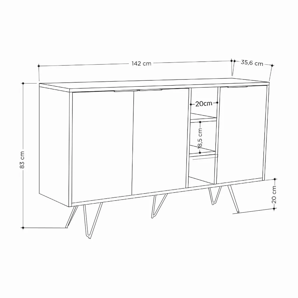 Console Robuste Clara 142cm - Finition Anti-Rayures Grès et Chêne Clair - 4
