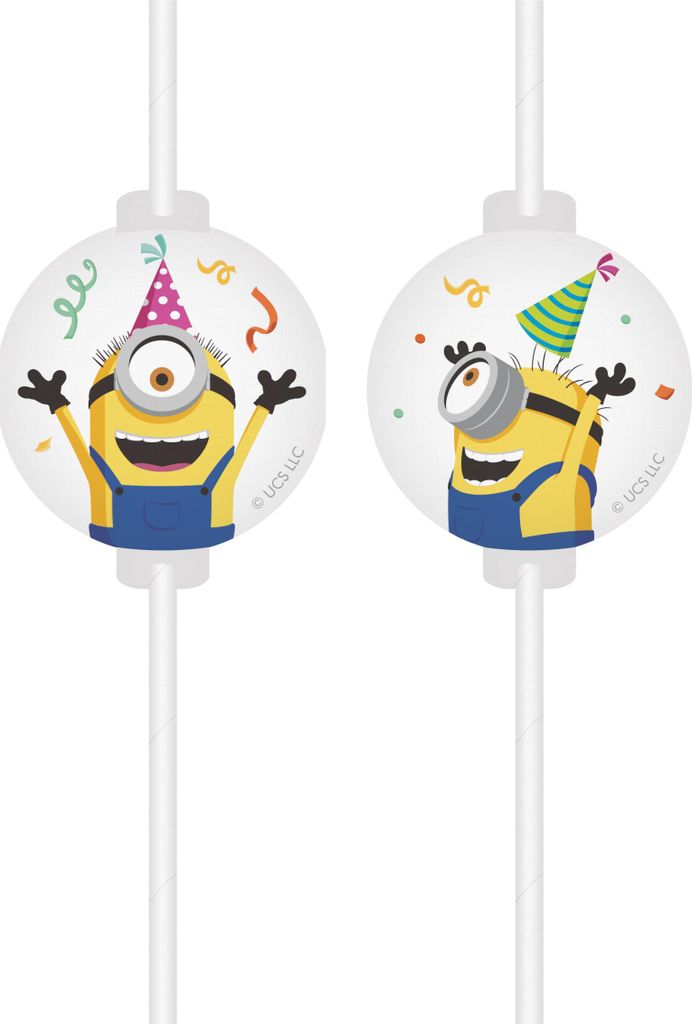 Medaillon-Strohhalme, Minions, 4 Stück - Einheitsgröße Produktbild 