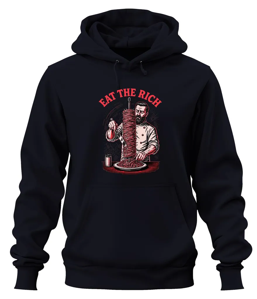 Hoodie unisexe pour look urbain sarcastique bleu marine Eat The Rich