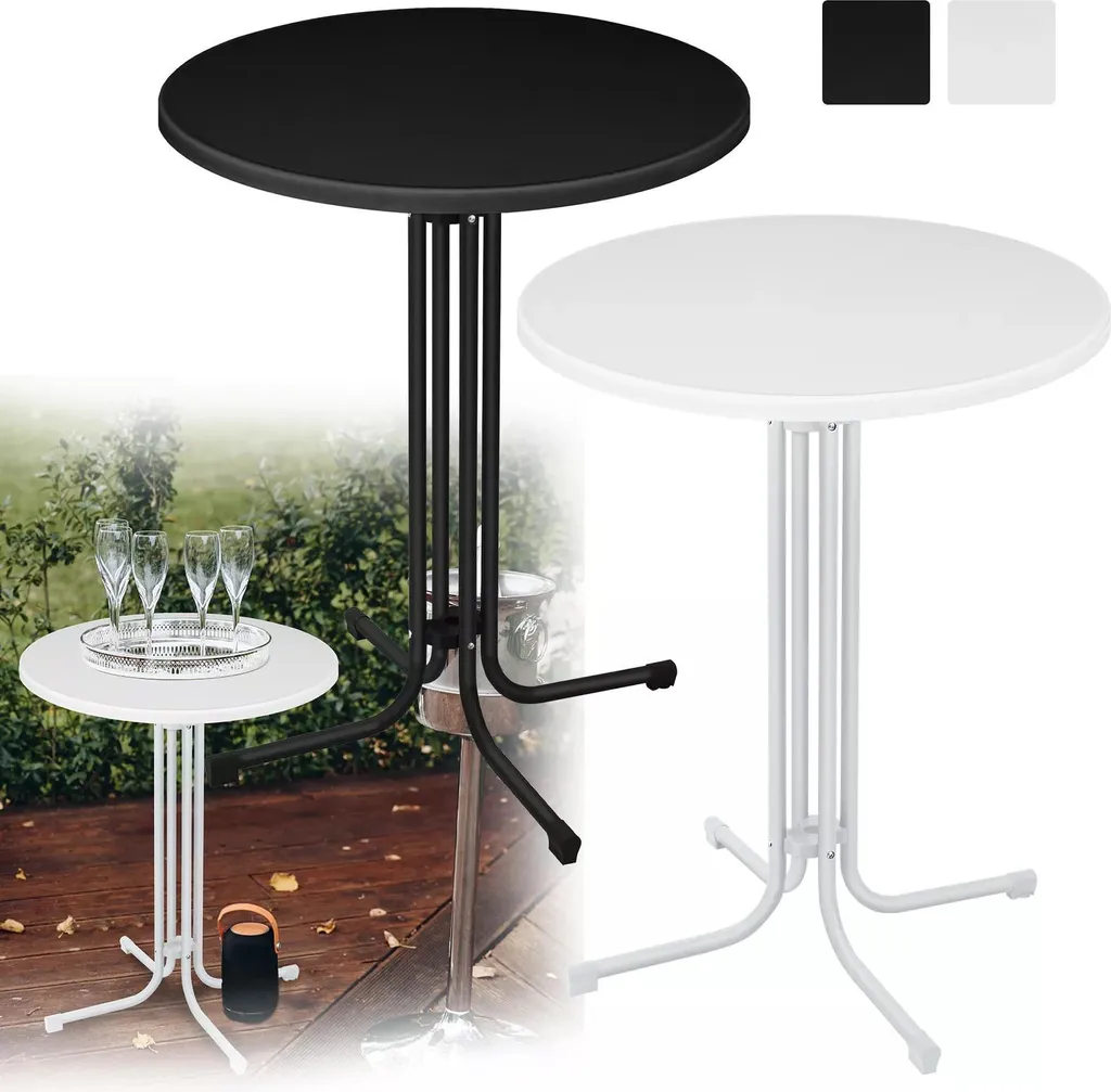 Table pliante stable Ø 80 cm mange-debout noir montage sans outils