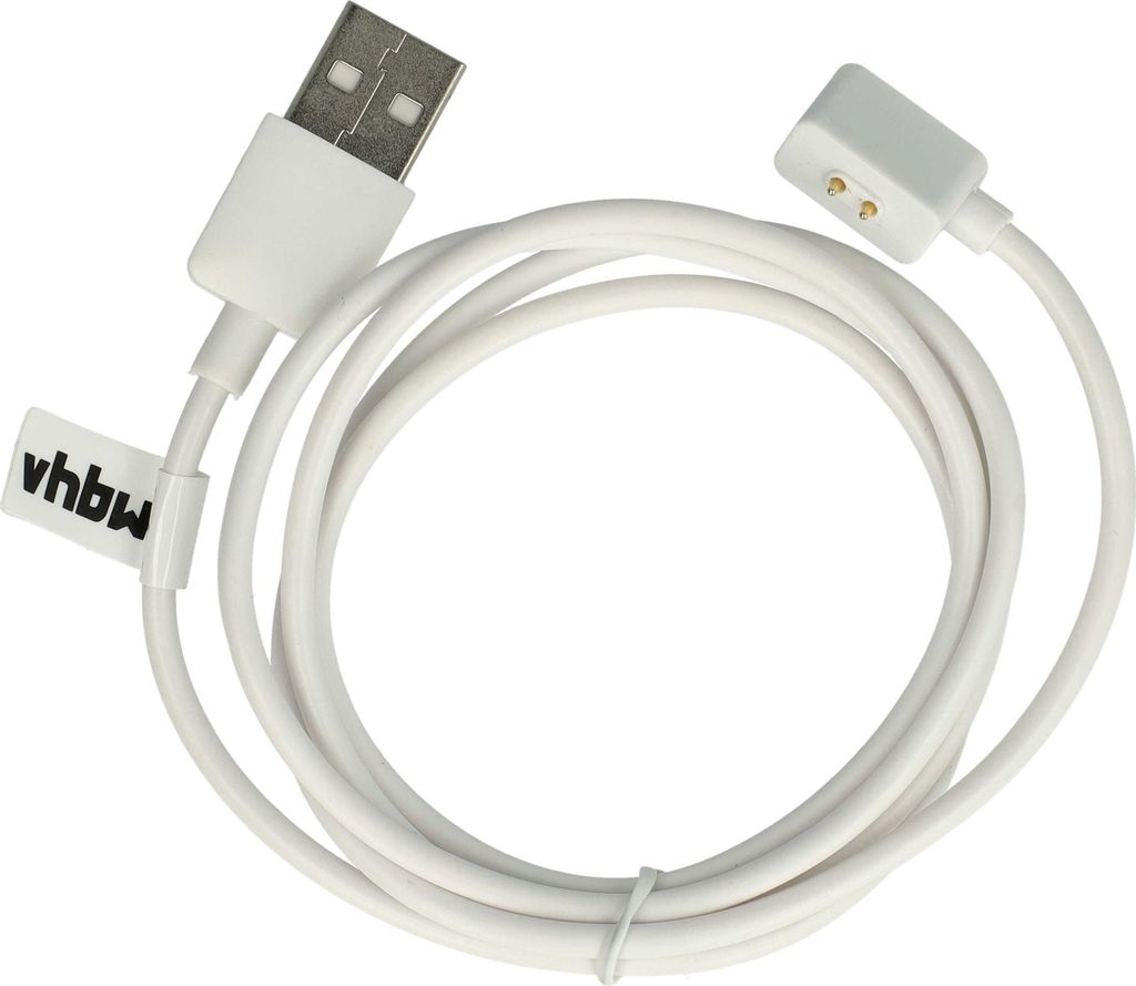 vhbw USB Ladekabel kompatibel mit Xiaomi Mi Band 8, Redmi Band 2 Smartwatch Fitnesstracker - Ladestation Weiß, magnetisch, 100 cm
