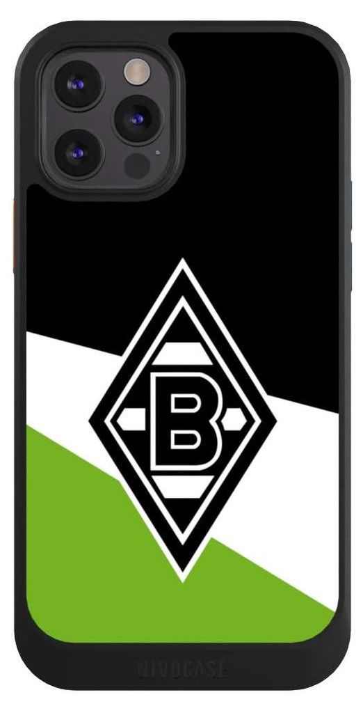 NIVOCASE Hülle für Apple iPhone 12 Pro Handyhülle NIVOcore Case Schwarz Borussia Mönchengladbach Gladbach Offizielles Lizenzprodukt