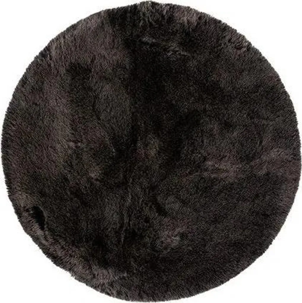Petit Tapis Rond Samba 495 Anthracite Ø 80 cm - Idéal Coin Fauteuil