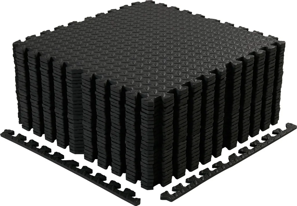 Tapis de sol puzzle noir antidérapant WISFOR 12 dalles épaisseur renforcée