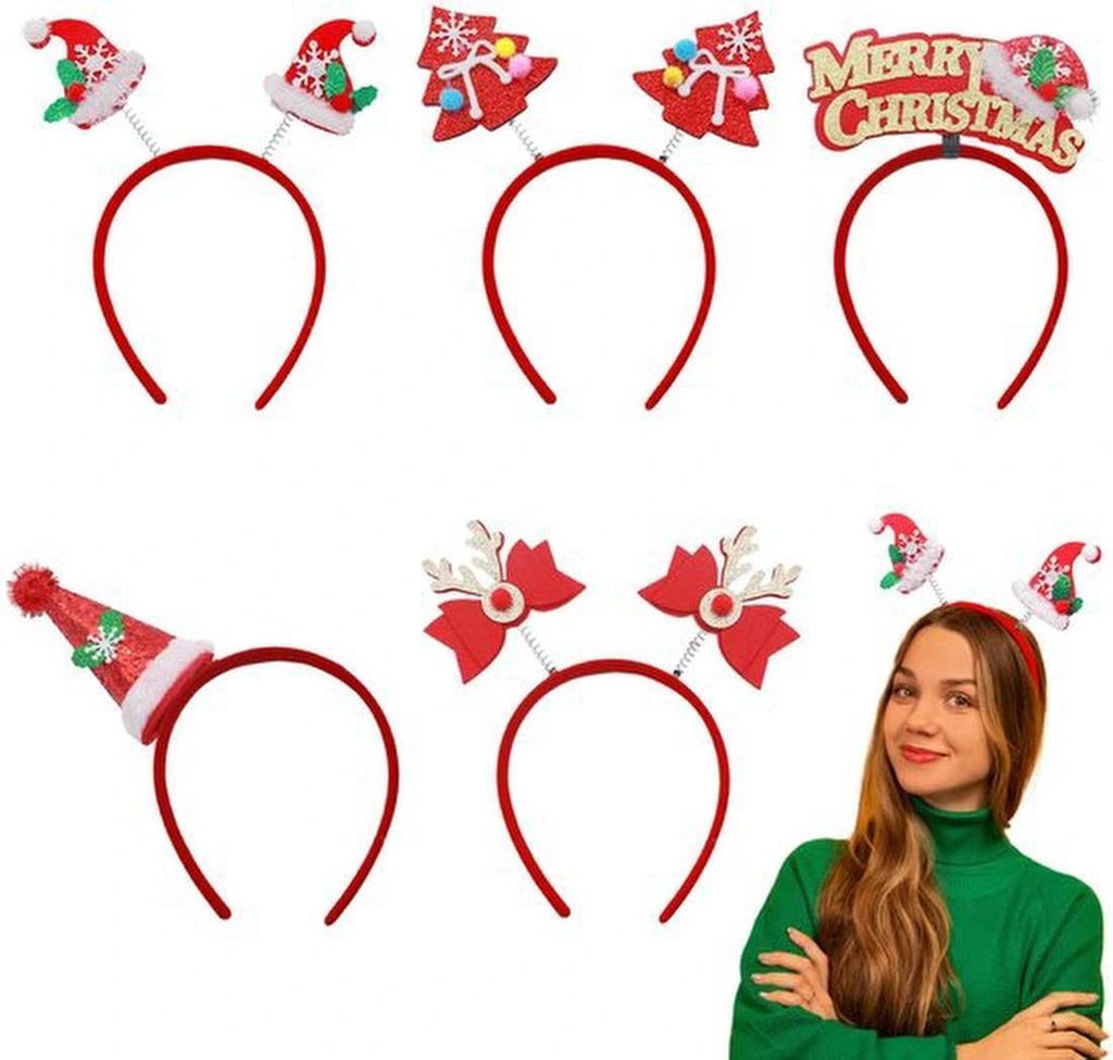 Unyqoos Set aus 5 festlichen Weihnachtshaarbändern mit verschiedenen Designs für alle Altersgruppen