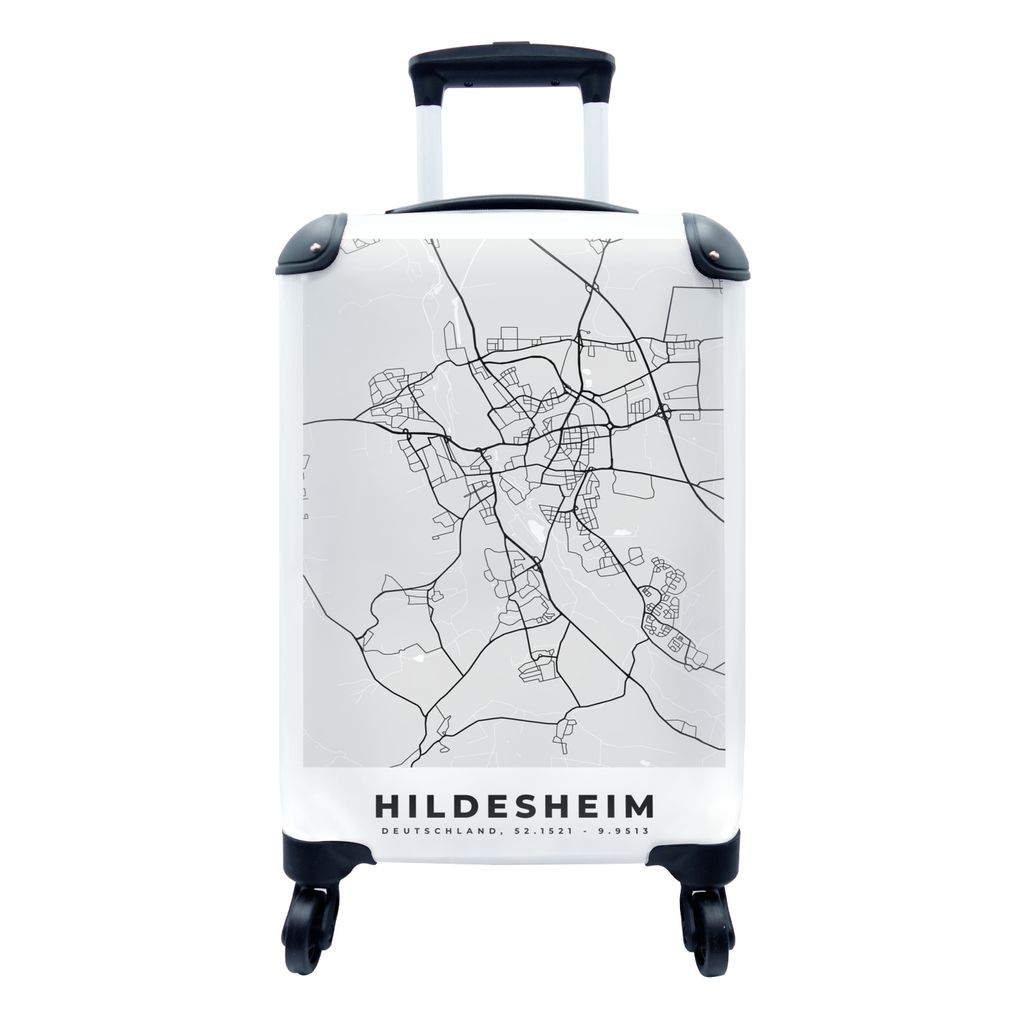 MuchoWow Koffer Handgepäck Trolley Rollkoffer Kleine Reisekoffer mit 4 Rollen - Karte - Stadtplan - Deutschland - Hildesheim - Karte - Cabin Siz...
