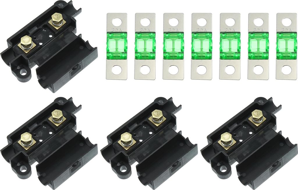 Auto Doppelbatterie 30A Sicherung Satz 4 ANS Halter 7 x 30 AMP Sicherungen