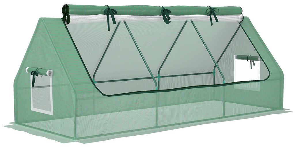 Mini Gewächshaus 240x90x90 cm mit Mesh-Fenster, UV-beständiges Frühbeet aus PE-Folie, stabiles Tomatenhaus mit aufrollbarem Dach für Garten & A...