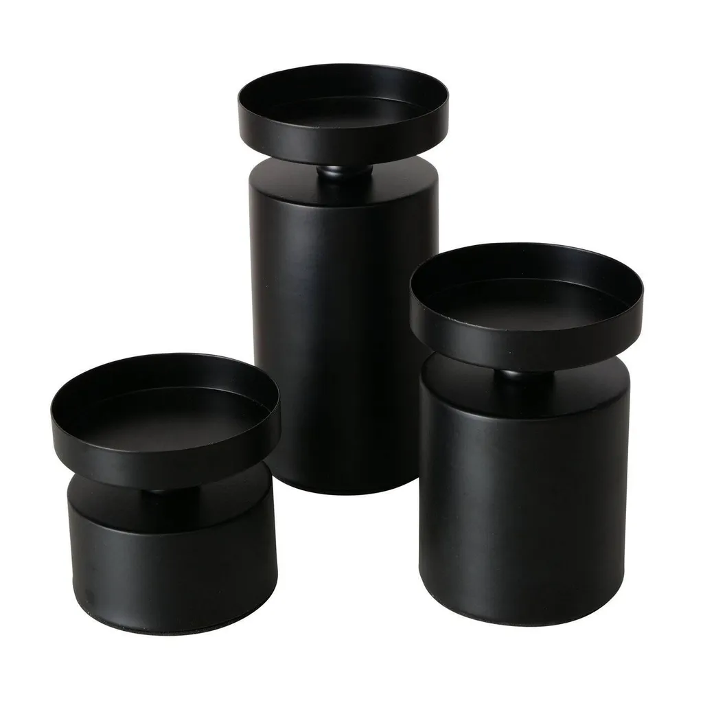 Supports de bougies piliers MERIL Ø 7,5 cm - Lot de 3 bougeoirs de table