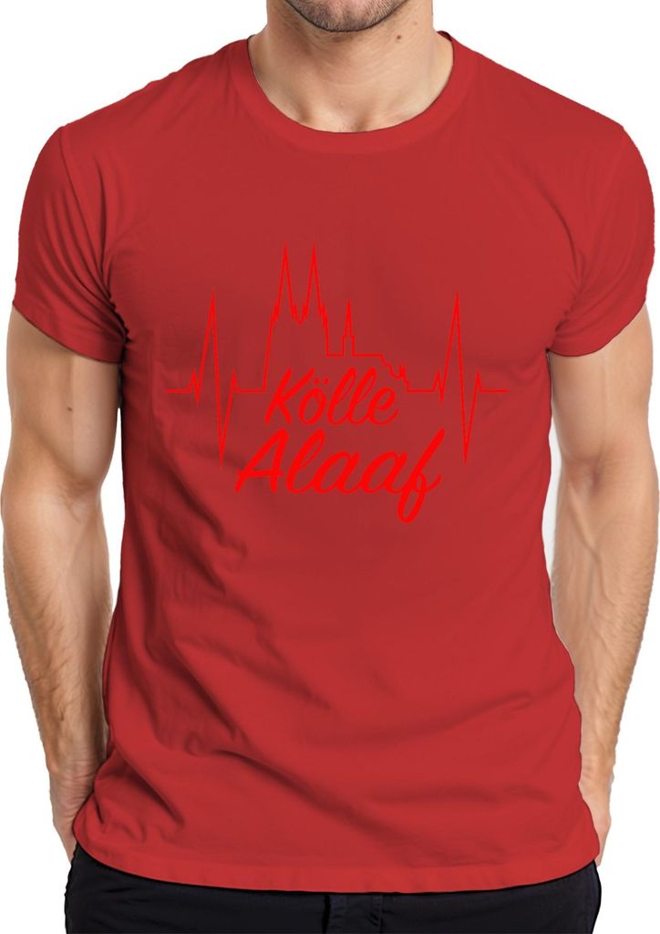 Kölle Alaaf Kölner Dom Skyline Karneval Jeck Fastelovend Herren T-Shirt, Rot, 3XL