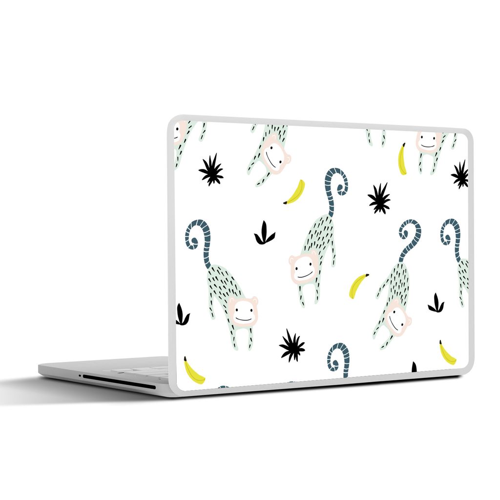 MuchoWow Laptop Aufkleber Sticker Cover Affen - Obst - Weiß 36.5x27.5 cm - Laptop-Sticker