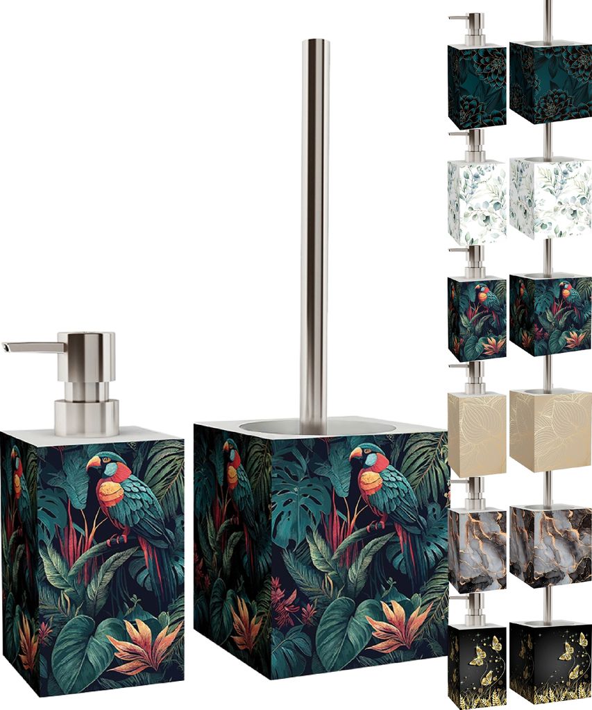 2-teiliges Badezimmer Set Seifenspender und WC-Bürste - Exotic