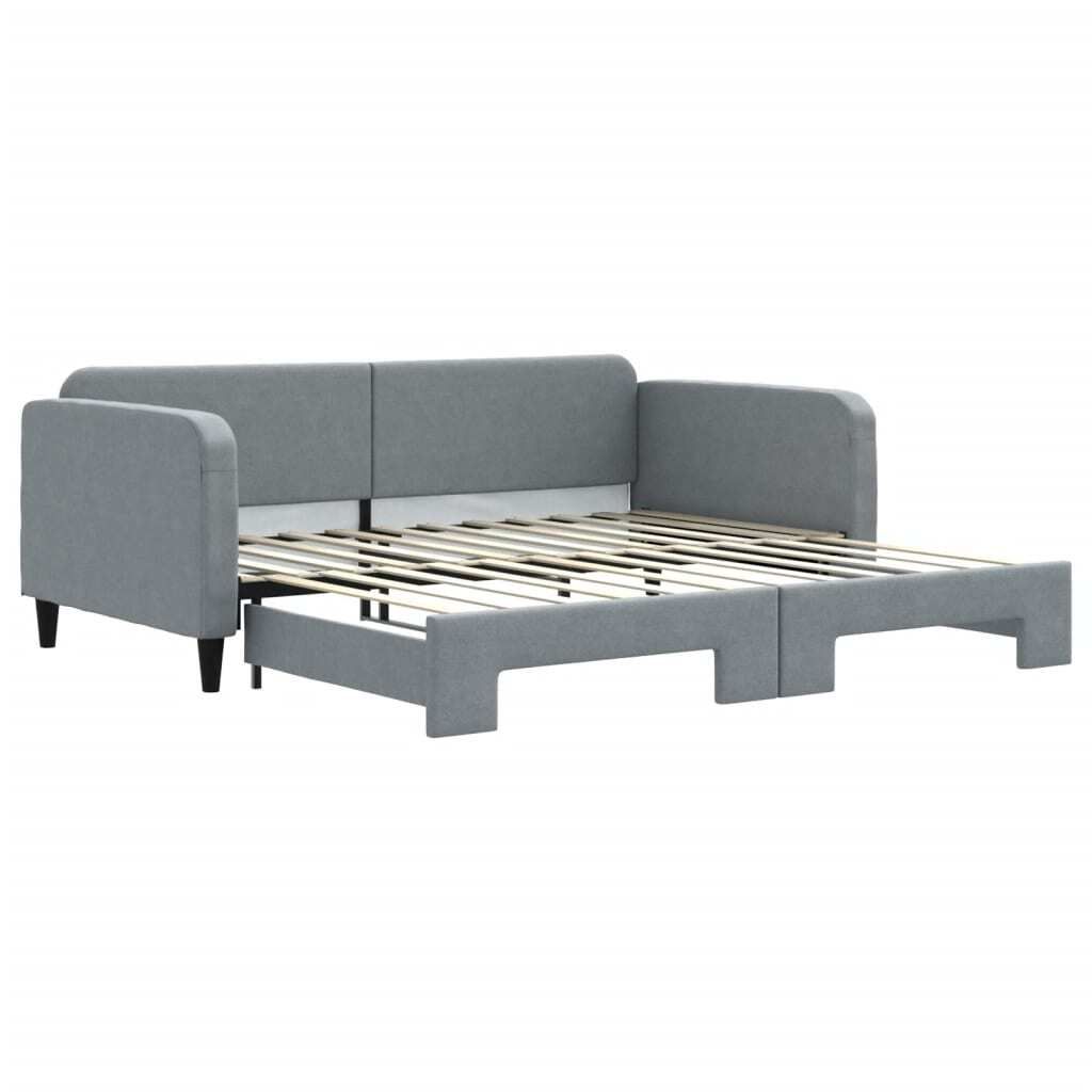 Tagesbett Ausziehbar Hellgrau 100x200 cm Stoff