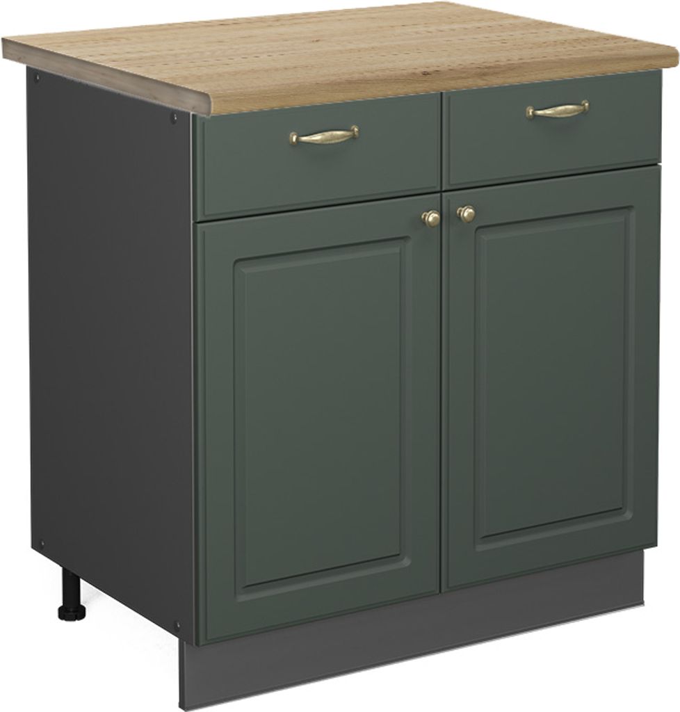 Küchenunterschrank Vicco Fame-Line Grün-Gold Landhaus 80 cm , AP Eiche, Model 45379