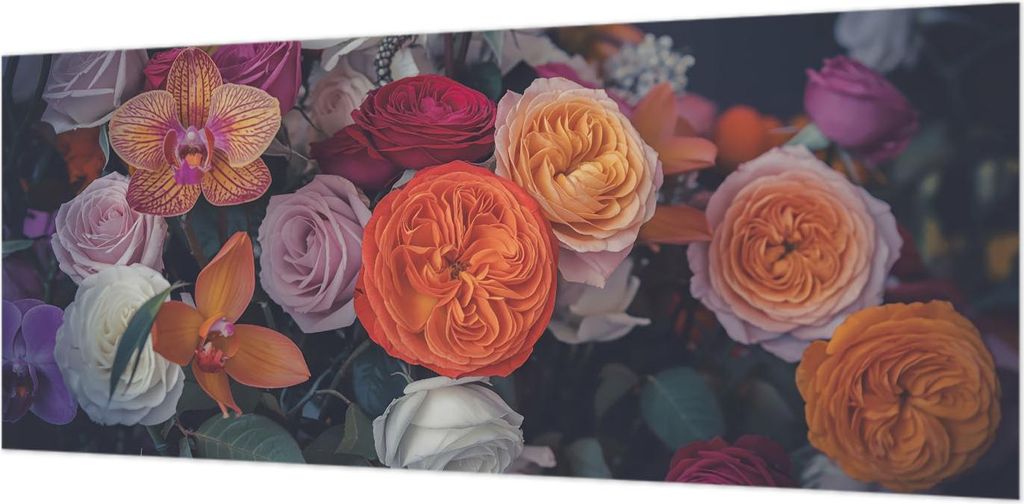 Wandtapete - Dekorative Tapete für Wohnzimmer- Tapetenfolie für Wanddekoration - 208x146 cm - Bunter Blumenstrauß